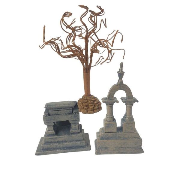Lemax Miniature Gothic Tombstones & Tree Set For Dioramas 3D Printed - Picture 5 of 6